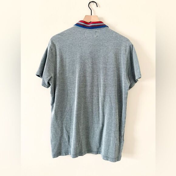 Original Penguin Striped Collar Short Sleeve Polo in Heathered Green - Size L - Picture 3 of 5